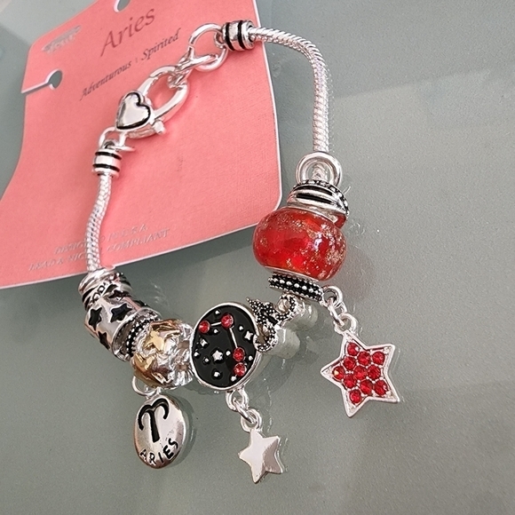 NEW Aries Zodiac Snake Chain Charm Beads Bracelet - Picture 6 of 7